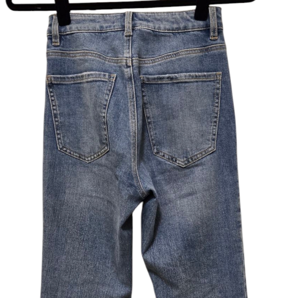 Garage Denim High Waisted Flared Leg Blue Jeans - Picture 5 of 5